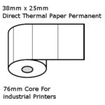 38mm x 25mm Thermal Labels 5,000 per Roll