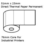 51mm x 25mm Thermal Labels 5,000 per Roll