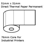 51mm x 51mm Thermal Labels 2,500 per Roll