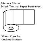 76mm x 51mm Thermal Labels 1,000 per Roll